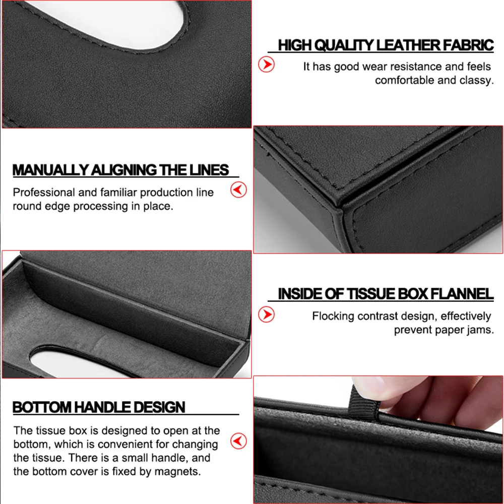 Car Leather Tissue Storage Bag Armrest Box Home Tissue Pack For Peugeot 206 307 308 3008 207 208 SW 407 508 2008 5008 107 106