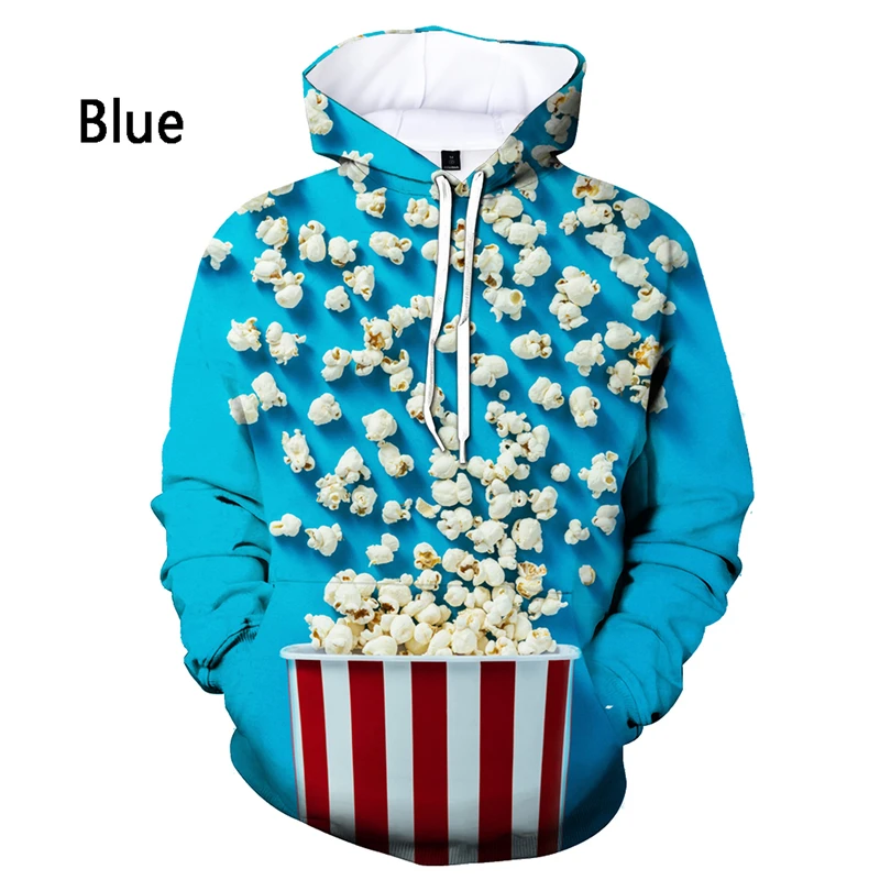 

Men Women 3D Printed Hoodie Delicious Food Popcorn Chips Macaron Casual Hoodie Sweatshirts Streetwear Interesting y2k Clothing