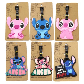 Étiquette de bagage en silicone portable, point de dessin animé Disney, accessoires de voyage, porte-adresse d'identification, pendentif de sac à dos d'embarquement