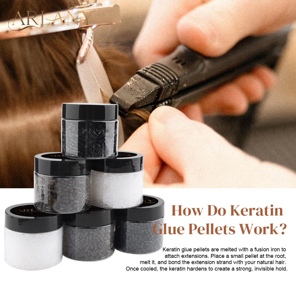 ARLANY 40g Keratin Kleber Granulat Pellets Haarverlängerung Granulat Perlen Fusion Keratin Kleber Perlen Herstellung von Perücken Keratin Extensions – Detail 2