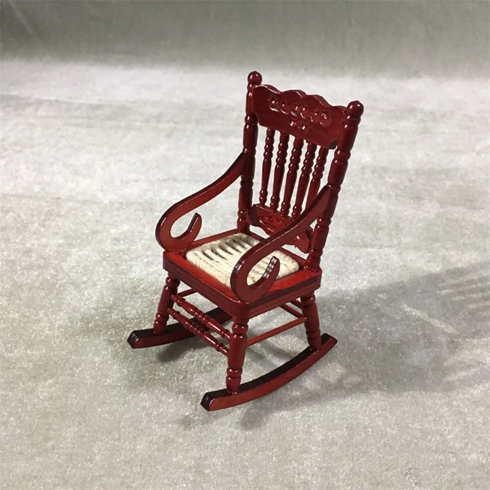 

1Pcs Mini House Chair Miniature Wooden Rocking Chair with Rope Seat for 1 12 Scale Mini Furniture Decoration Kids Room Gift