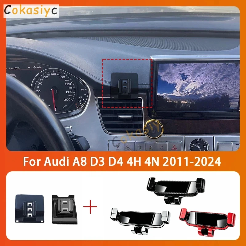 Car Phone Holder Mobile Air Vent Mounts GPS Special Navigation Support Bracket For Audi A8 D3 D4 4H 4N 2011-2024 Accessories