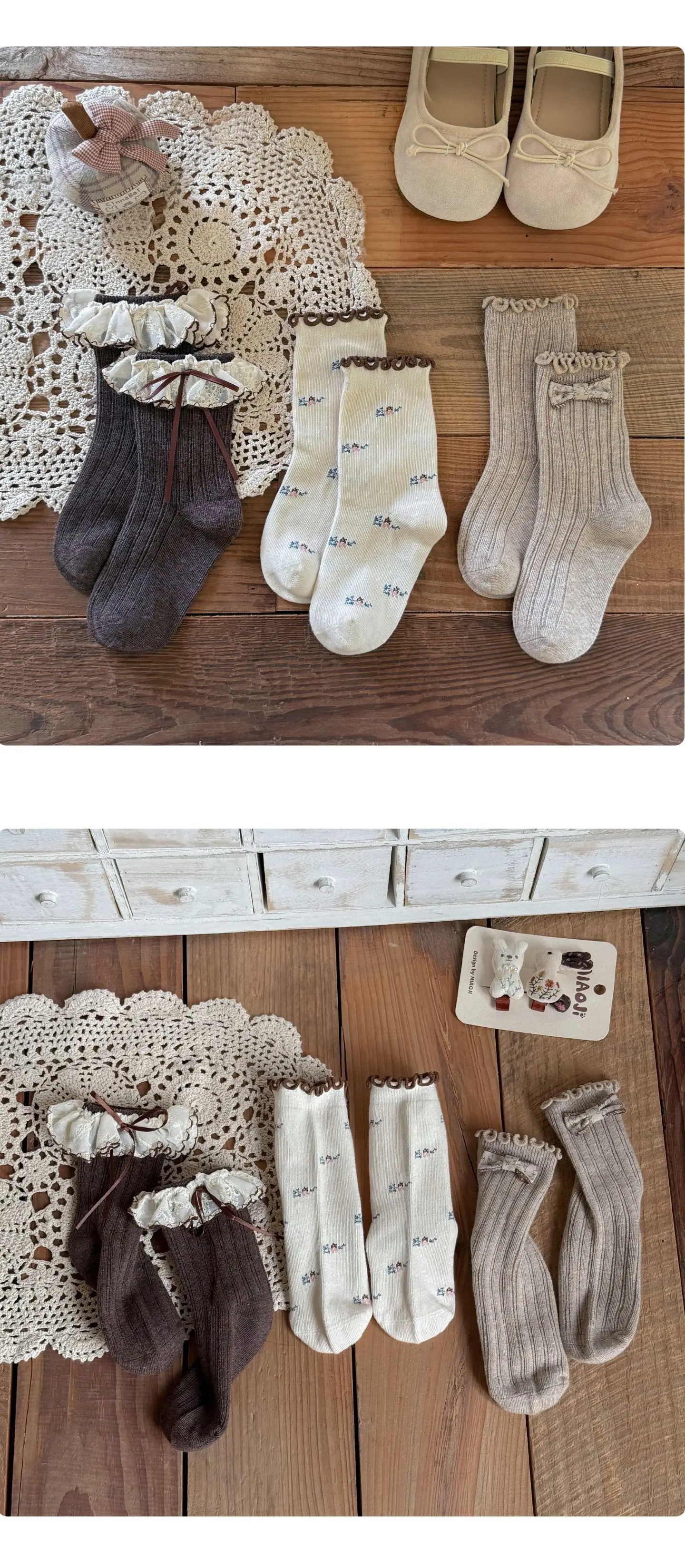 3 Paar Kindersocken für Mädchen, süße Spitzen-Rüschen-Mädchensocken, Prinzessinnen-Socken für Kleinkinder, mittellange Socken aus gekämmter Baumwolle für Mädchen – Detail 3