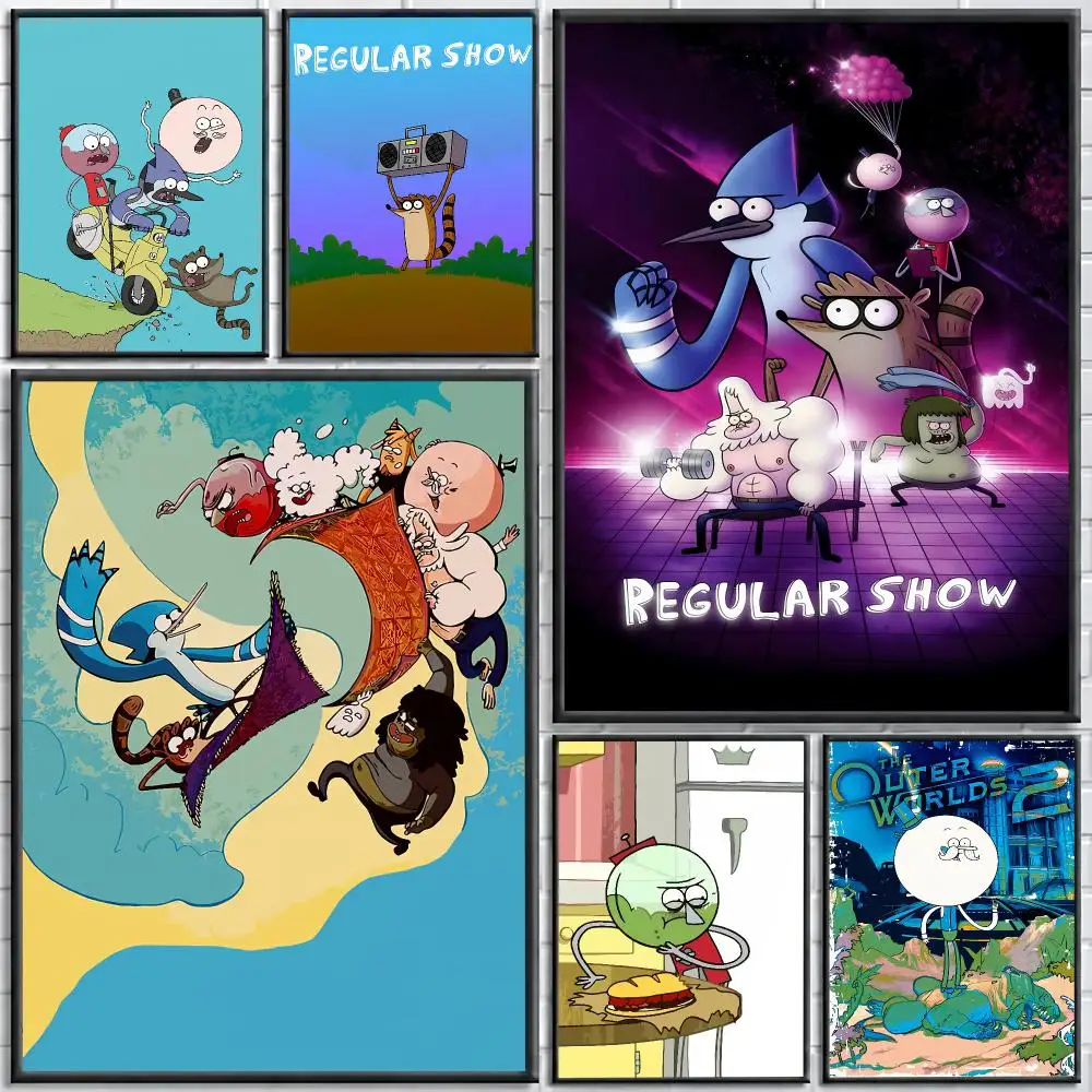 TV Series Regular Show Painting Calligraphy Stylish Canvas Poster Wall Art for Bedroom Living Room Study Home Decor Gift