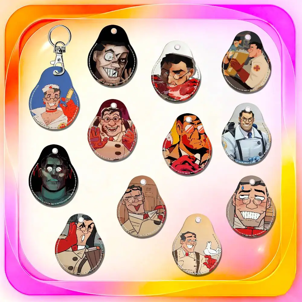 For Team Fortress 2 TF2 Medic For AirTag Case Card Holder Keychain ID Credit Bank Access Badge For Air Tag Case Shell