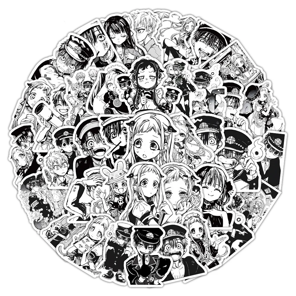 

10/62PCS Anime Toilet-bound Hanako-kun Sticker Black and White Graffiti Waterproof Decal Kids Toy DIY Water Cup Pencil Box Bike
