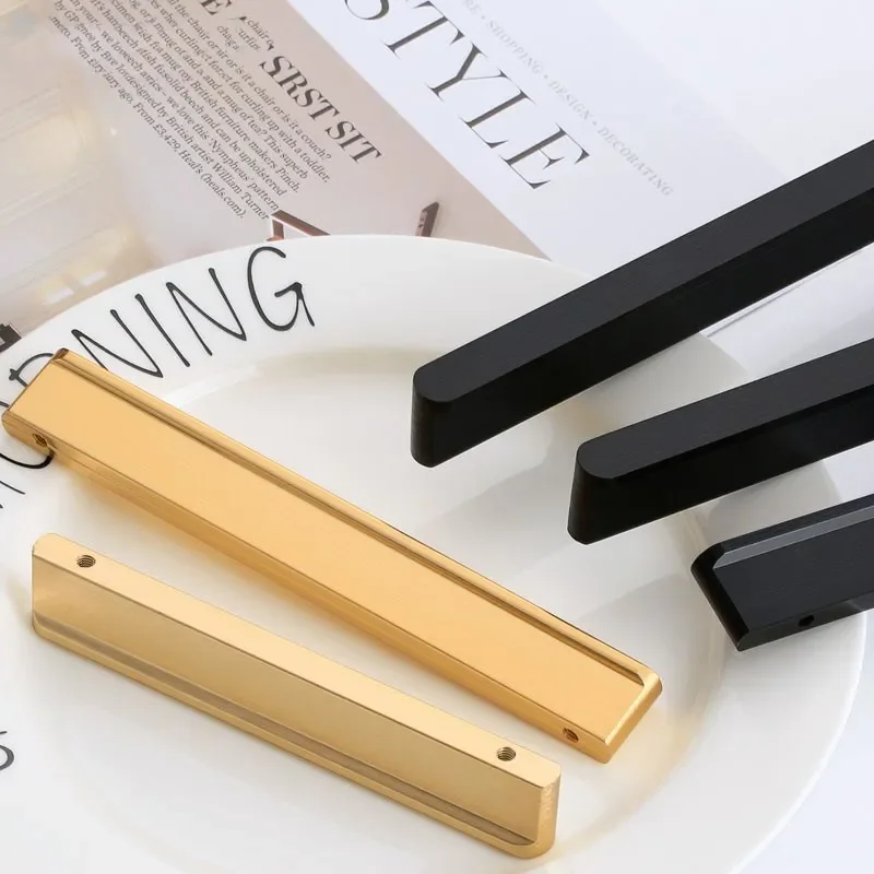

Simple Gold Brushed Kitchen Cabinet Long Door Handles Aluminum Alloy Wardrobe Cupboard Door Pulls Furniture Hardware