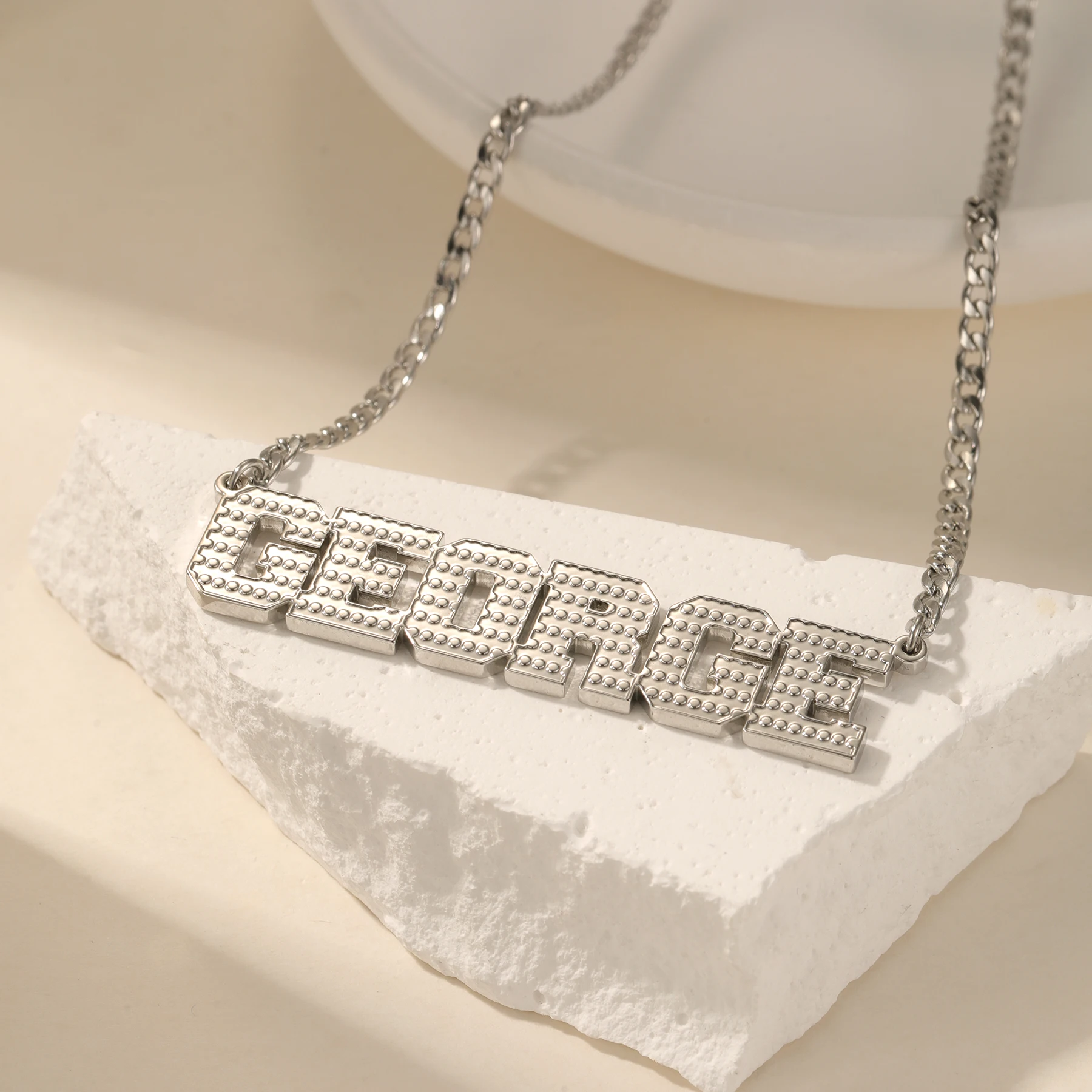 

Глубокое резное имя, ювелирные изделия на заказ, 18-каратное позолоченное ожерелье с именем, персонализация, мужской рождественский подарок из нержавеющей стали для мужа