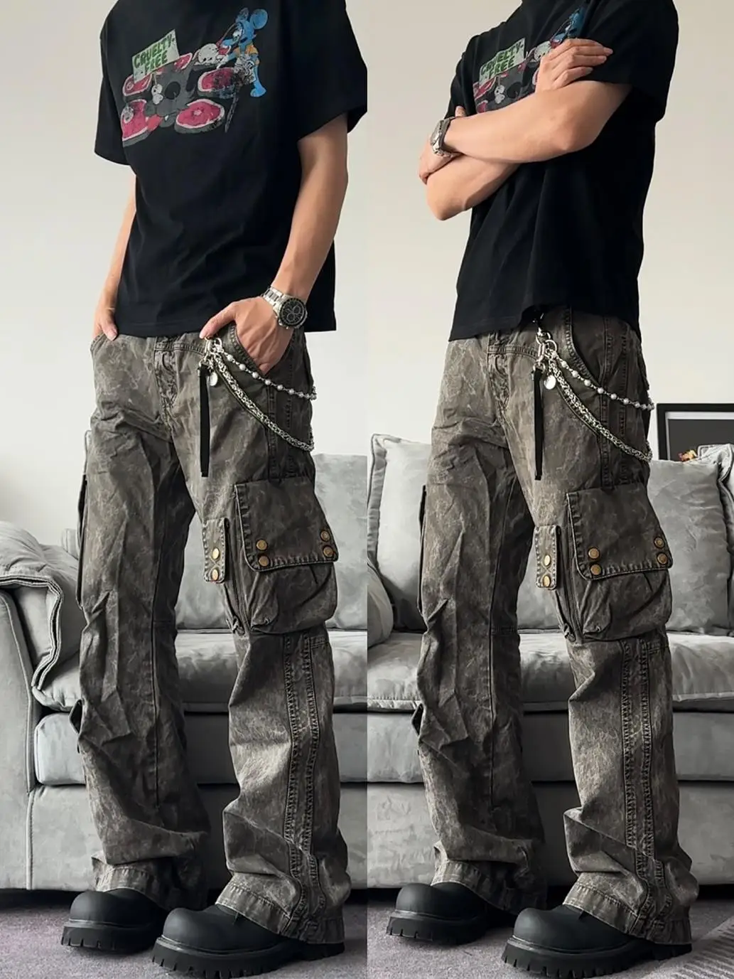 

Мужская и женская рабочая одежда Cleanfit American Sle Heavyweight с рисунком в стиле ретро, повседневные джинсы с прямыми штанинами