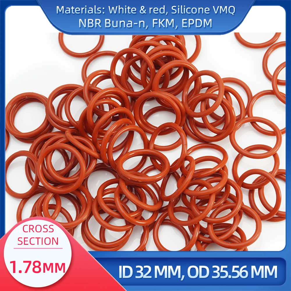 O Ring CS 1.78mm ID 32 mm OD 35.56 mm Material With Silicone VMQ NBR FKM EPDM ORing Seal Gaske