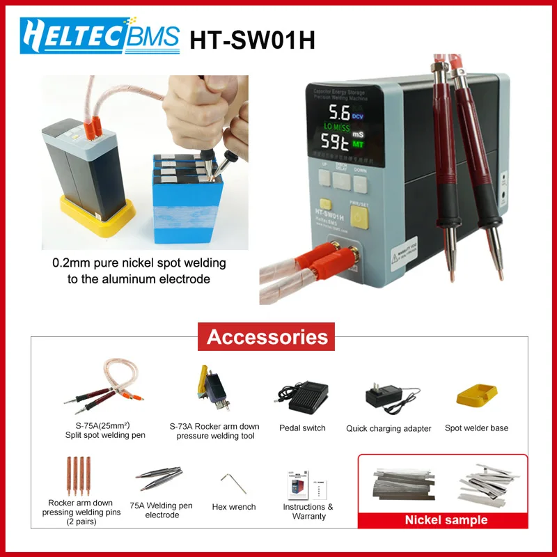 Heltec مكثف بطارية تخزين ماكينة لحام نقطي/محمول صغير لتقوم بها بنفسك بقعة لحام LED شاشة ديجيتال سمك 0.5 مللي متر