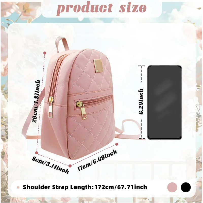 Monedero, mochila pequeña de PU para mujer, lindas mini mochilas con correa ajustable para citas, compras (negro)