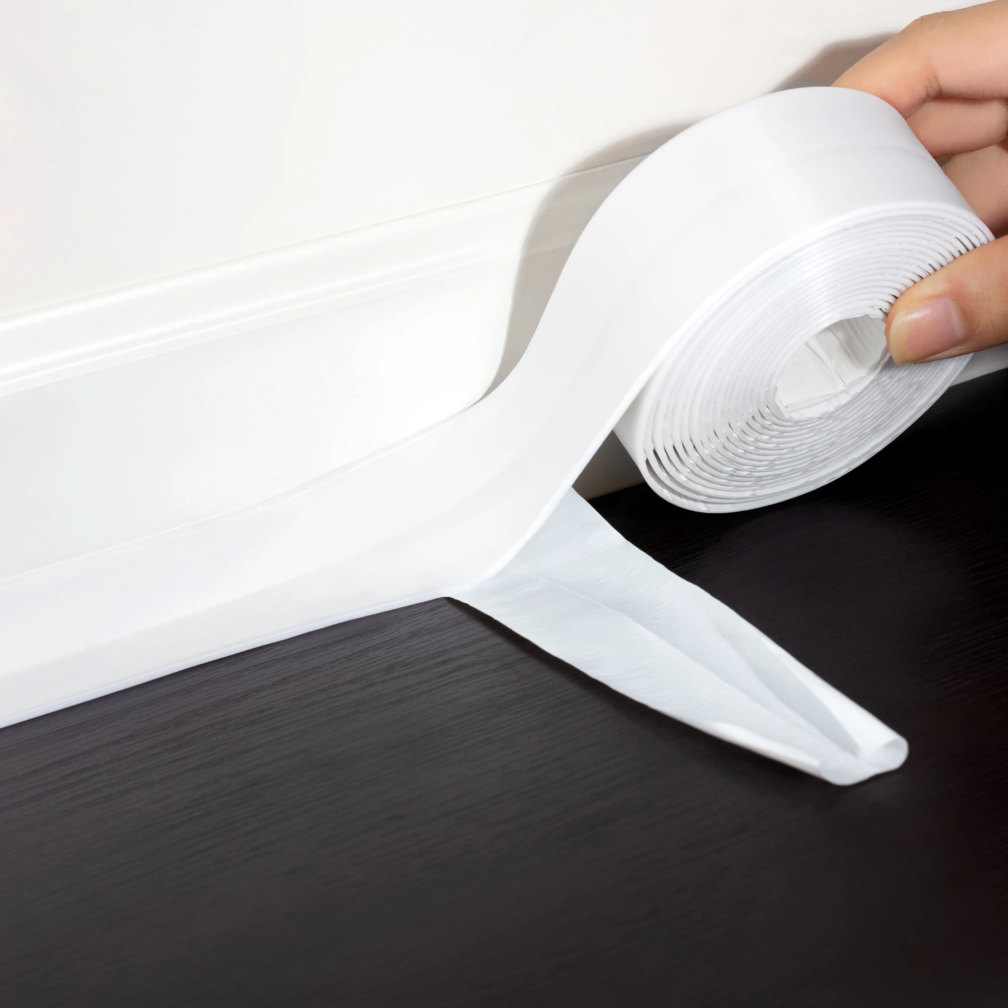 PVC Sealing Strip Tape for Bathroom Bath Toilet Kitchen Caulk Tape Self Adhesive Waterproof Mold Proof Tapes 1 Roll White Black