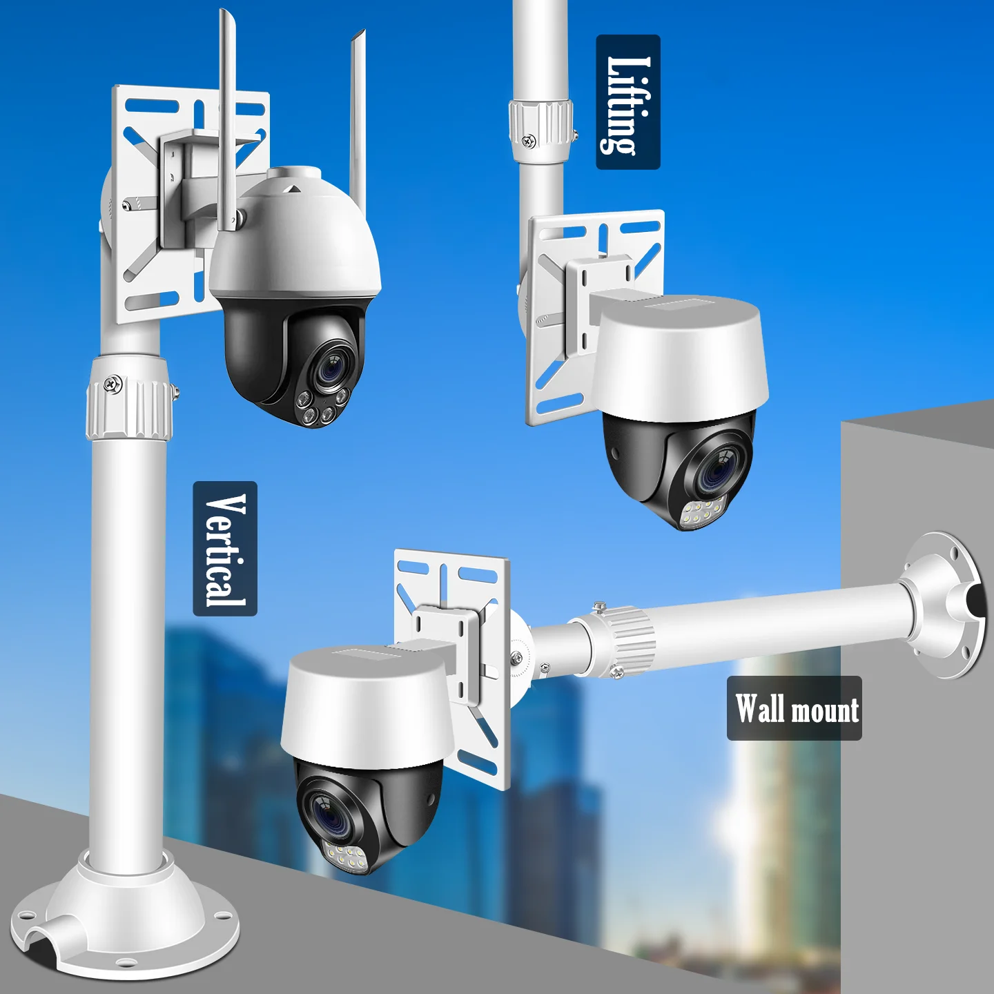 Aluminum Alloy Telescopic Camera Bracket Wall Mount Ceiling Stand for PTZ Dome Ball CCTV Security Camera Extension Adjust Holder