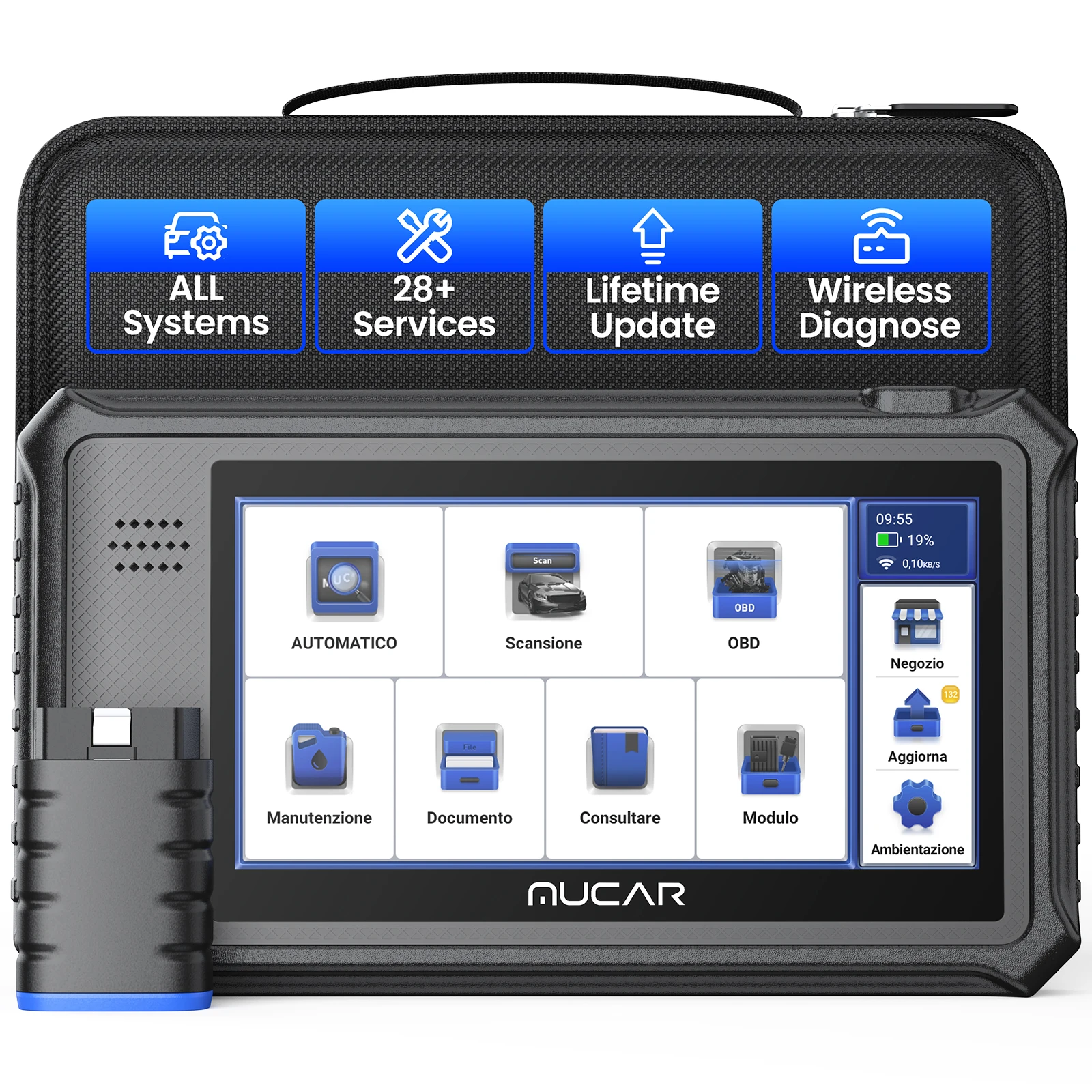MUCAR VO6 Professionele autodiagnostische hulpmiddelen Volledige systeemdiagnose 28 resets Levensduur Gratis update Obd2-scanner Auto VIN-codelezer