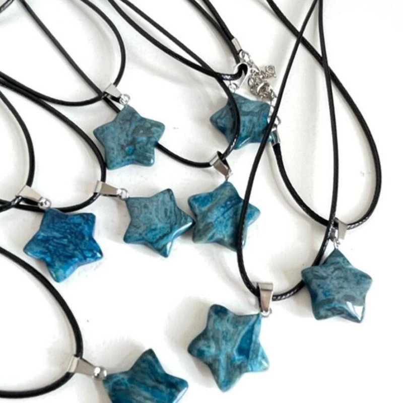 Pentagram Star Crystal Pendant Necklace Sacred Healing Gemstone Natural Stone Pendant for Women Girls Necklace Crystal Healing image 6