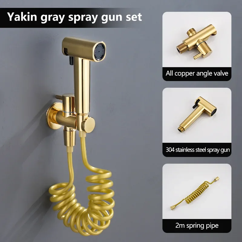 Stainless Steel Toilet Bidet Sprayer Set Pressurized Bathroom Wash Gun Multi-use Cleaning Spray Head With Angle Valve