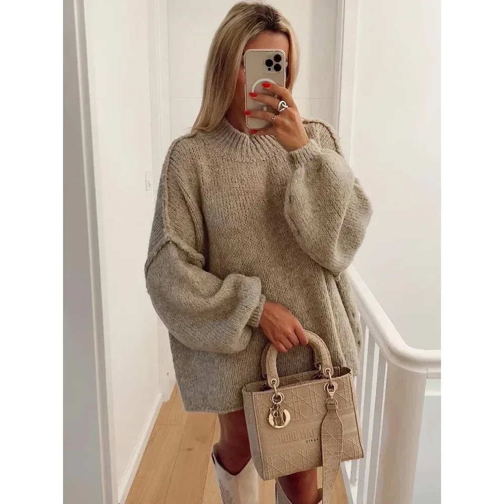 

Faion round Ne Long Knitted for Women Autumn 2024 Women's Long Sve Knitwear Casual Comfortable Sle