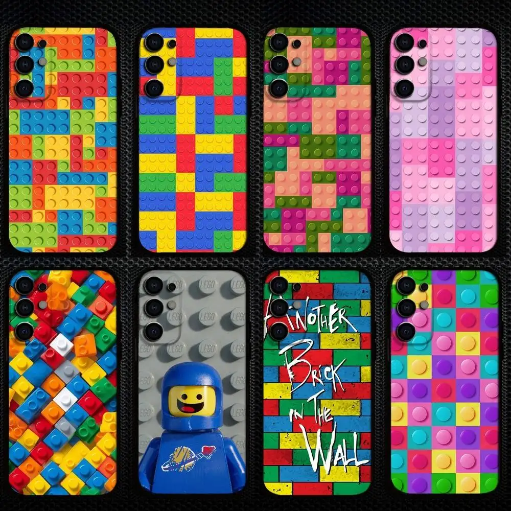 

L-Lego brick background shell Phone Case For Samsung S25,S24,S23,S22,S21,S20,Plus,Fe,Lite,Others Black Cover