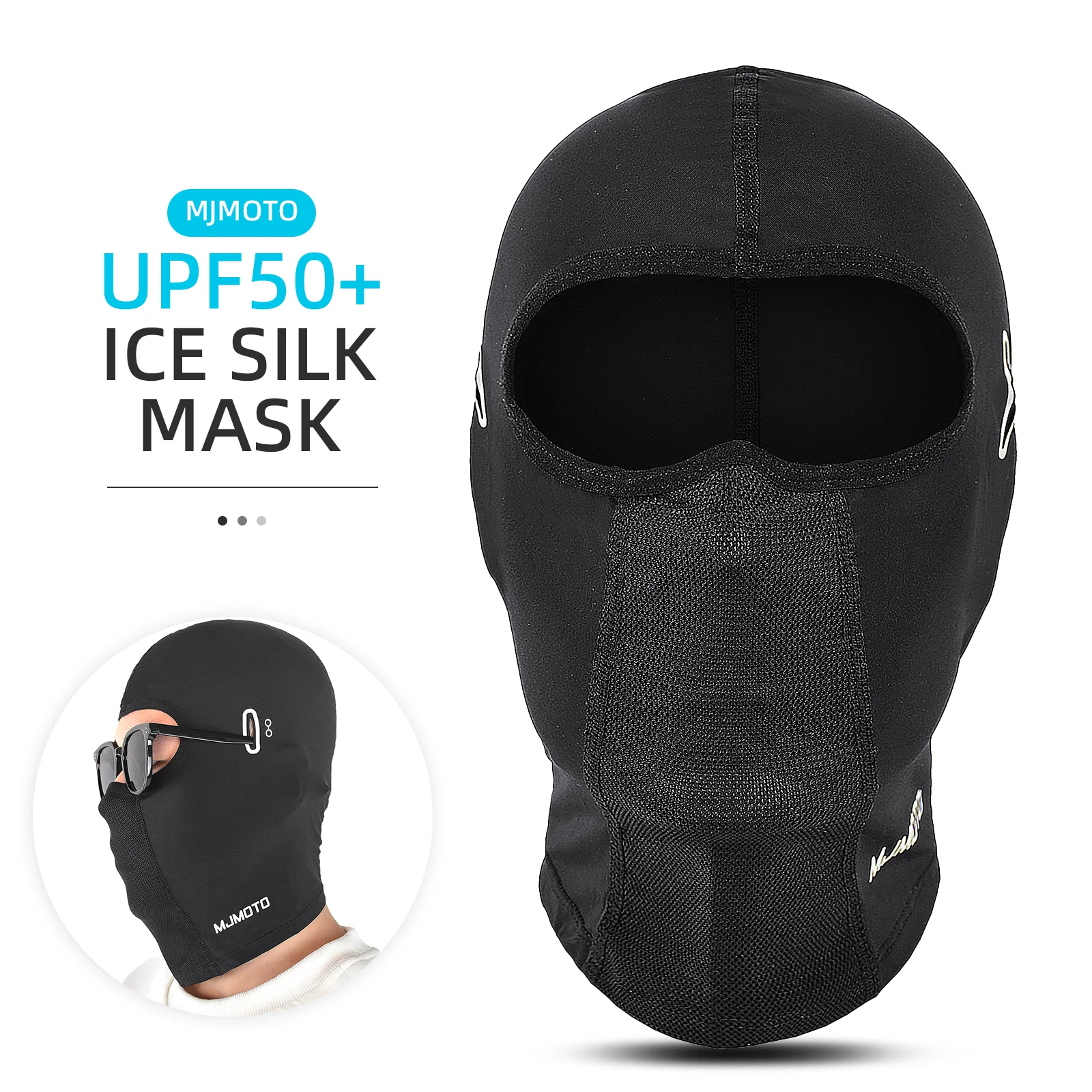 

Ice Silk Motorcycle Head Cover Motocross Anti-UV Breathable Sweat High Elasticity Moto Balaclava with Glasses And Headphone Jack
