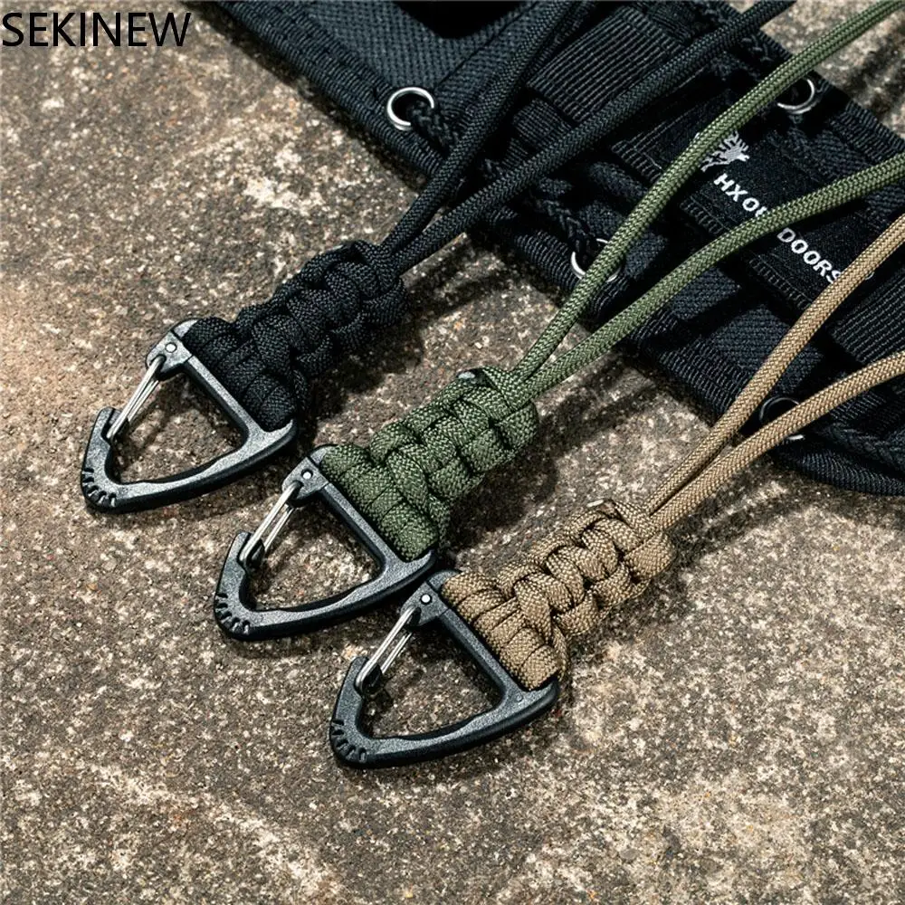 Paracord Keychain Lanyard Triangle Buckle High Strength Parachute Cord Self-Defense Emergency Survival Backpack Key Ring