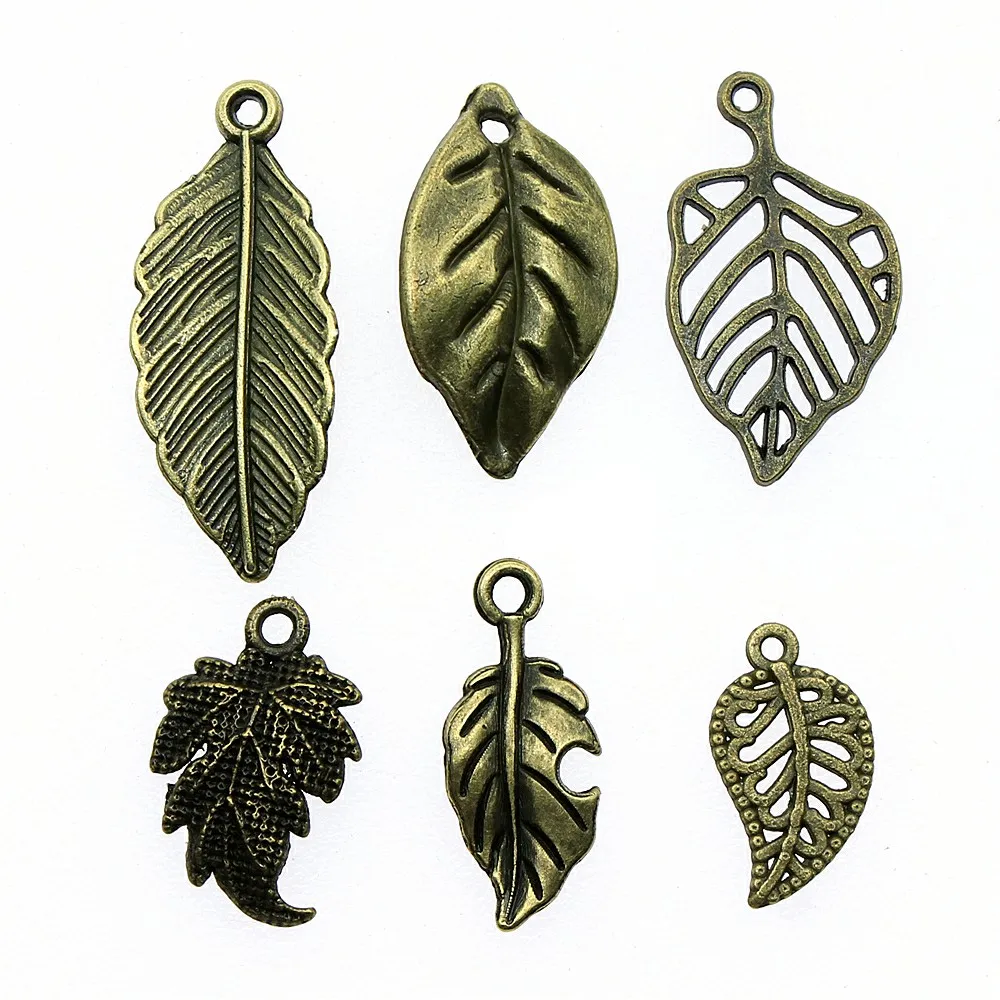 20 pcs / lot petite feuille pendentif charmes Antique Bronze couleur feuille charmes bijoux bricolage Vintage feuille charmes pour la fabrication de Bracelet