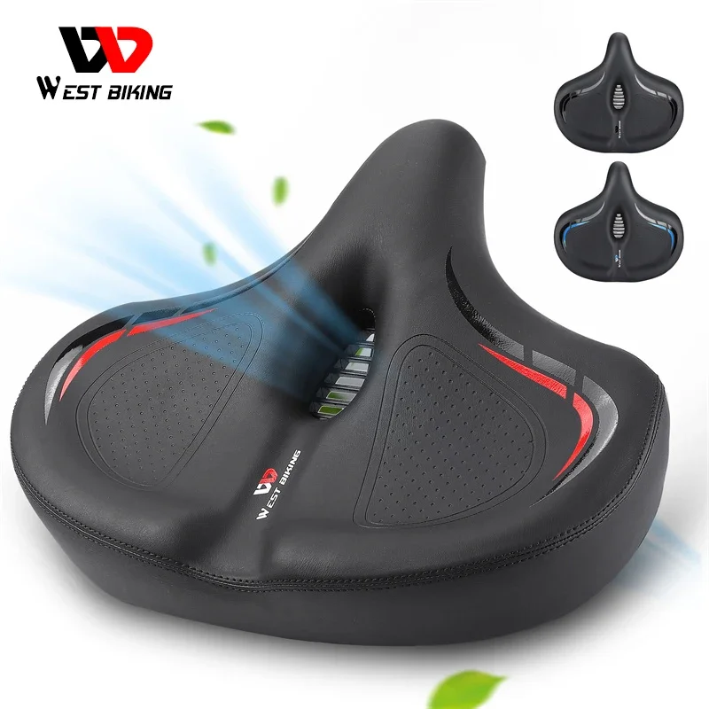 WEST BIKING Oversized MTB Bike Seat Wide Bicycle Sofa-Like Comfy Saddle Universal Electric  Exercise Stationary  