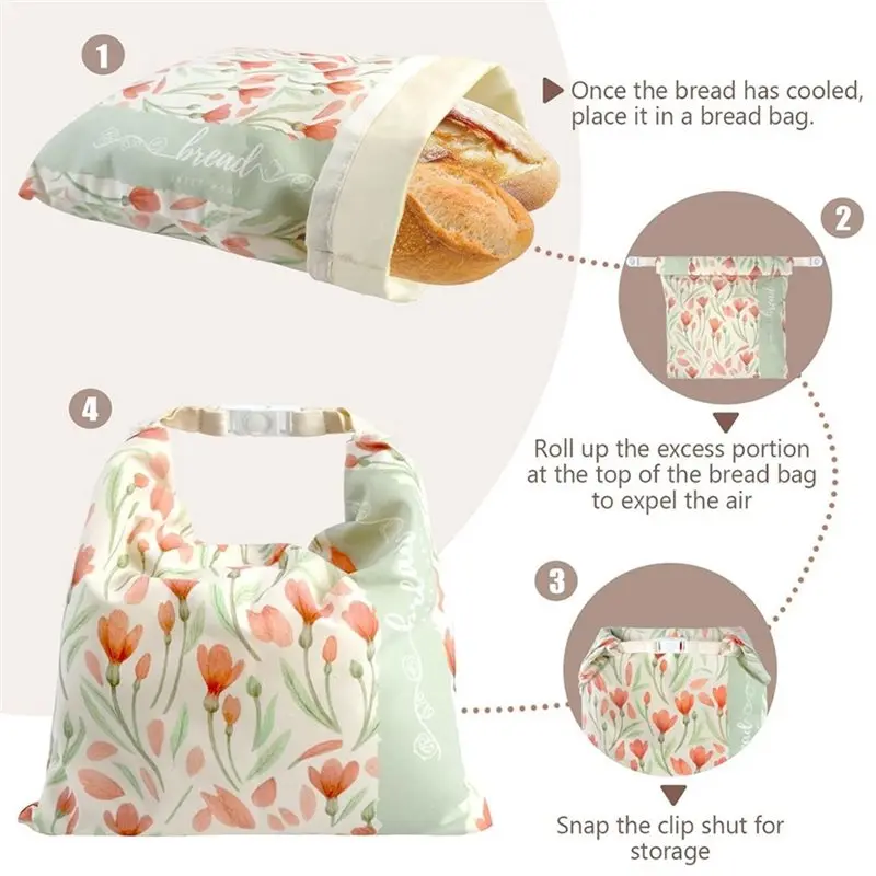 AT63-Beeswax Sourdough Bread Bags For Homemade Bread, 2 Packs XL Reusable Organic Beeswax Linen Cotton Sourdough Bag