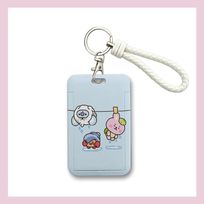 Bt21 Nowy zestaw kart Kawaii Anime Badge Anti-Lost Lanyard Student Meal Card Protective Sleeve Bus Card Meal Card Pendant Gift