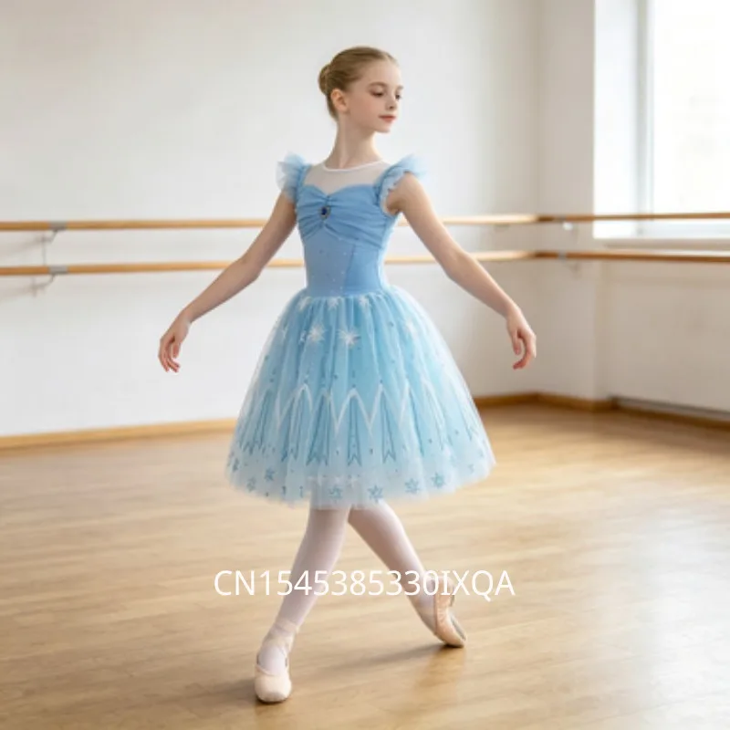 Blue Ballet Dress Long Romantic Ballet Tutu Professional Ballet Swan Lake Ballerine Femme Children Girls Fairy Ballet Costume