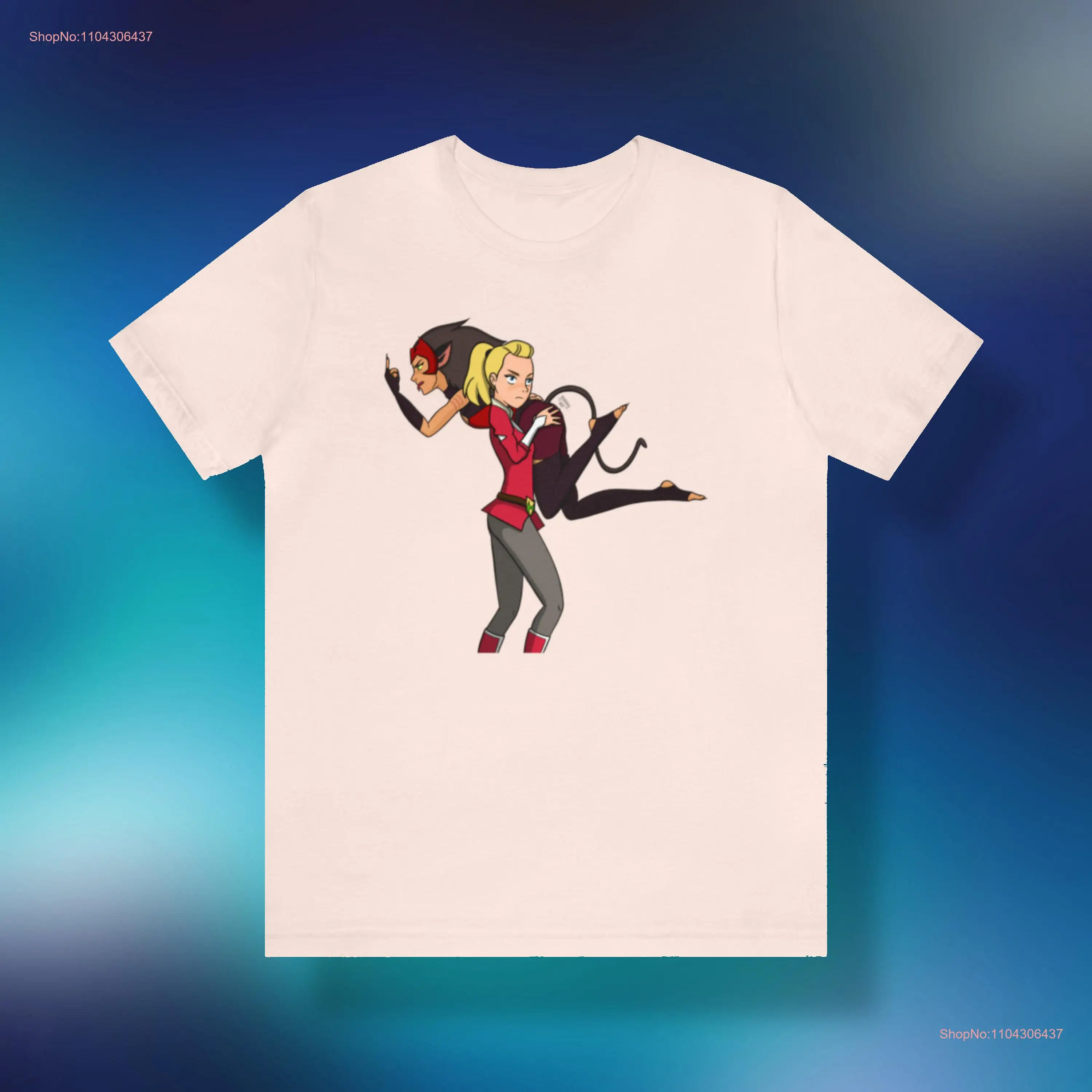 Catra and Adora fanart unisex cotton t shirt Catradora giving the finger gift 4 fans SPOP long or short sleeves