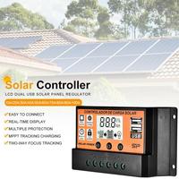 Solar Charge Controller USB Port 12V/24V MPPT/PWM 10A-100A Solar Panel Dual Electrical Equipment Auto Paremeter Adjustable Tools