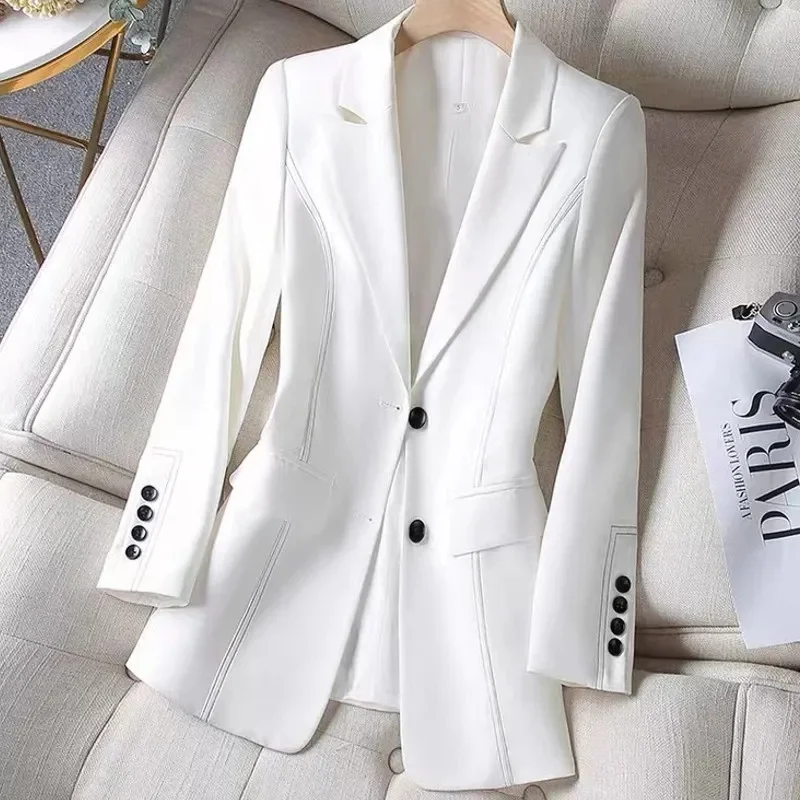 Spring Autumn 2023 New Explosive Female Small Suit Jacket Fashion Loose Temperament Trend Slim Suit Top Solid Color Commuting X1