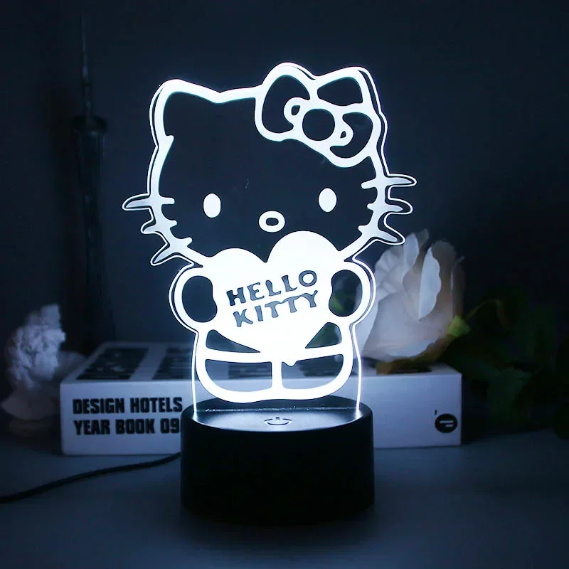 Kawaii Sanrio Hello Kitty My Melody Kuromi Cinnamoroll Toys Anime Figure 3D Night Light Girl Atmosphere Lamp for Room Decoration