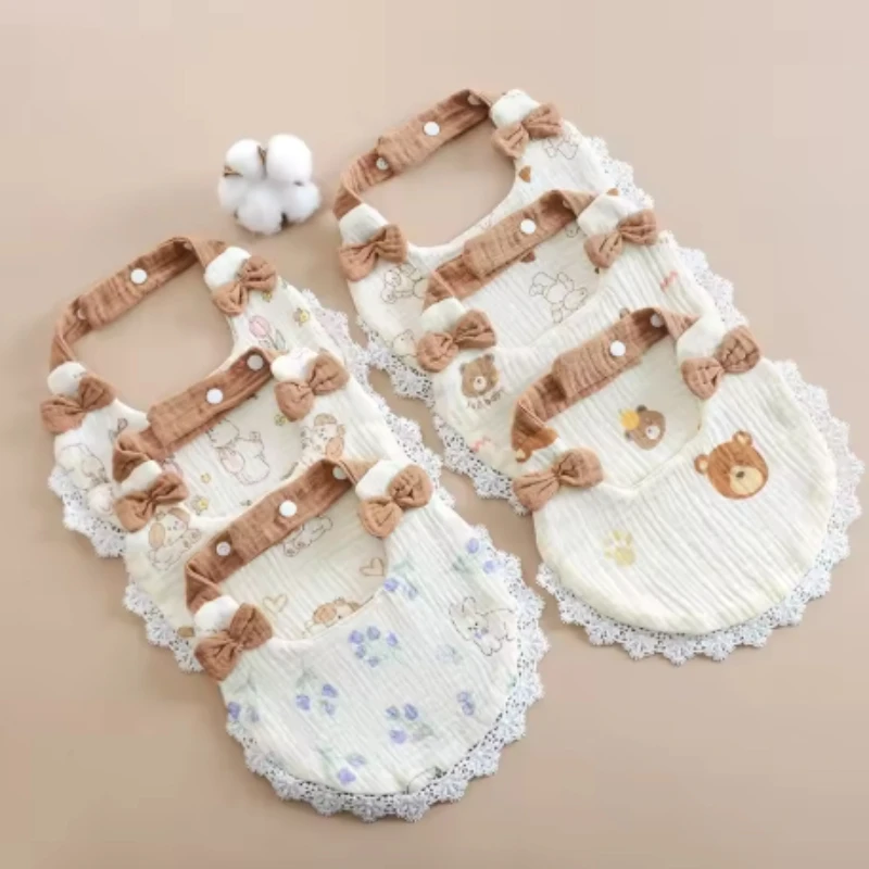 

Random color3PCS Flower Bibs Headbands Bow Nylon Hairbands Double Side Saliva Towel Feeding Burp Cloth Scarf Boys Girls Headwear