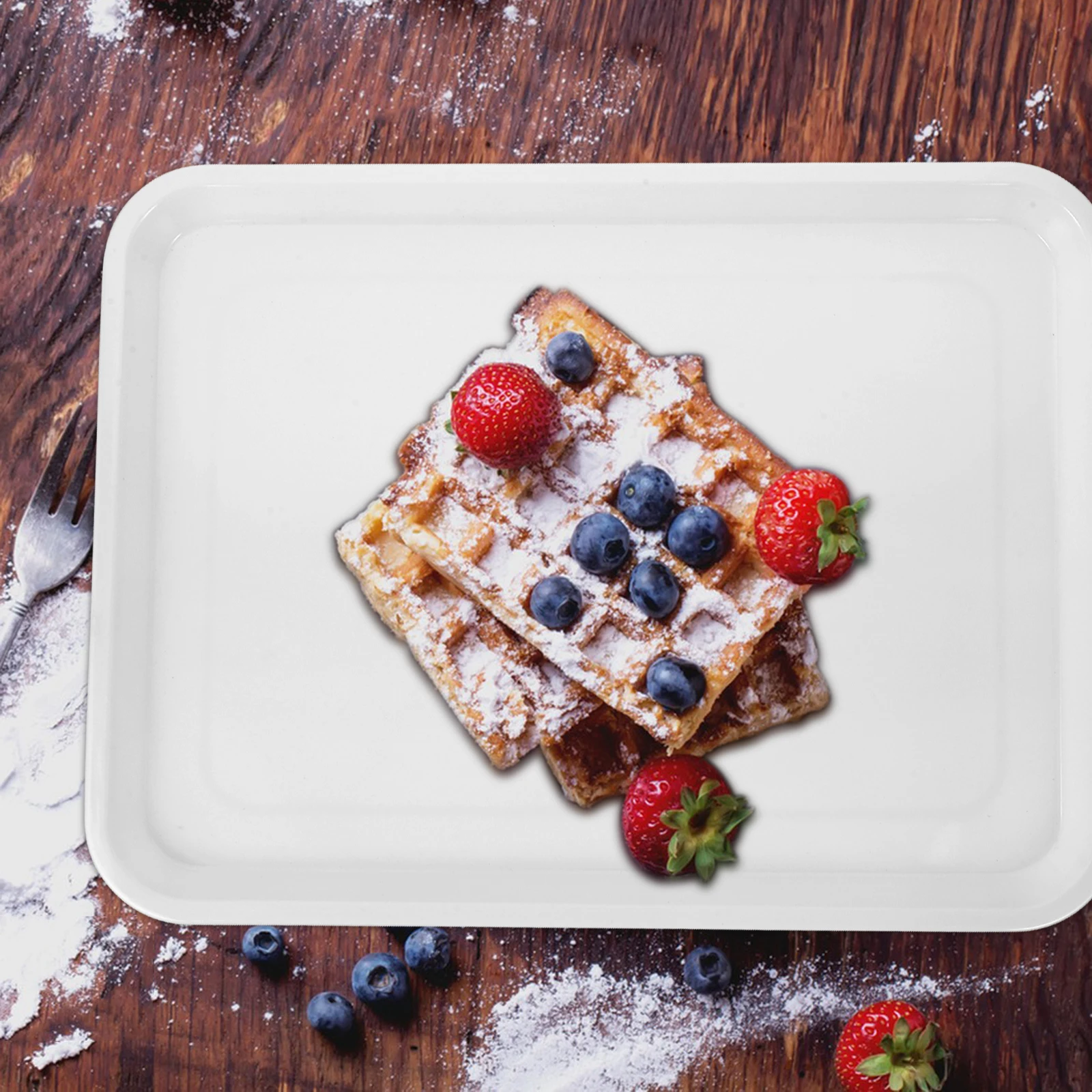 

2pcs Plastic Reusable Rectangular Serving Tray For Food Dessert Fruit Coffee Tea Snacks Storage Organization Multi-Function