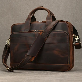 Crazy Horse Valigetta da uomo in vera pelle Vintage Borsa pe...