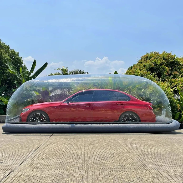 Protection Outdoor Inflatable Capsule Car Bubble Cover 5x2x2m Auto Inflatable Hail Proof Car Cover Dome 0.7mm PVC Tarpaulin