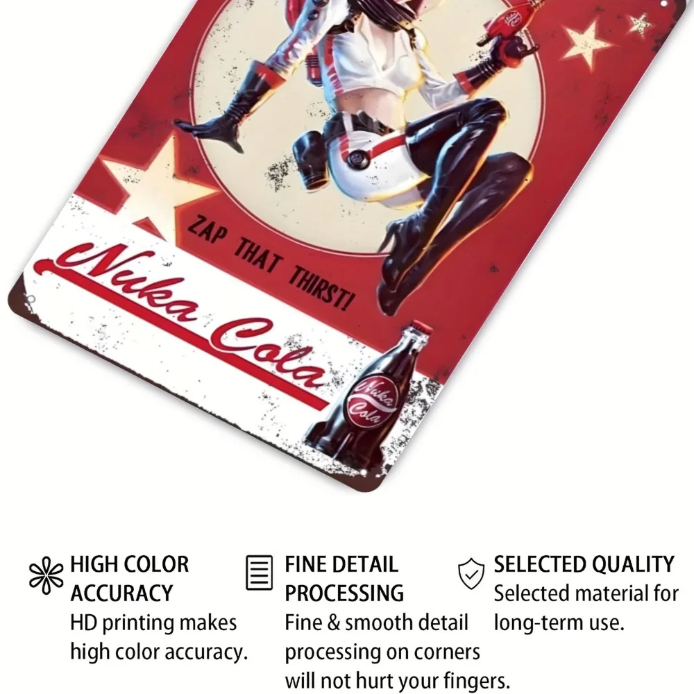 1 قطعة علامة فنية جدارية معدنية عتيقة "Zap That Thirst" من Nuka Cola - لافتة زخرفية كلاسيكية للمنزل أو المكتب أو البار #6