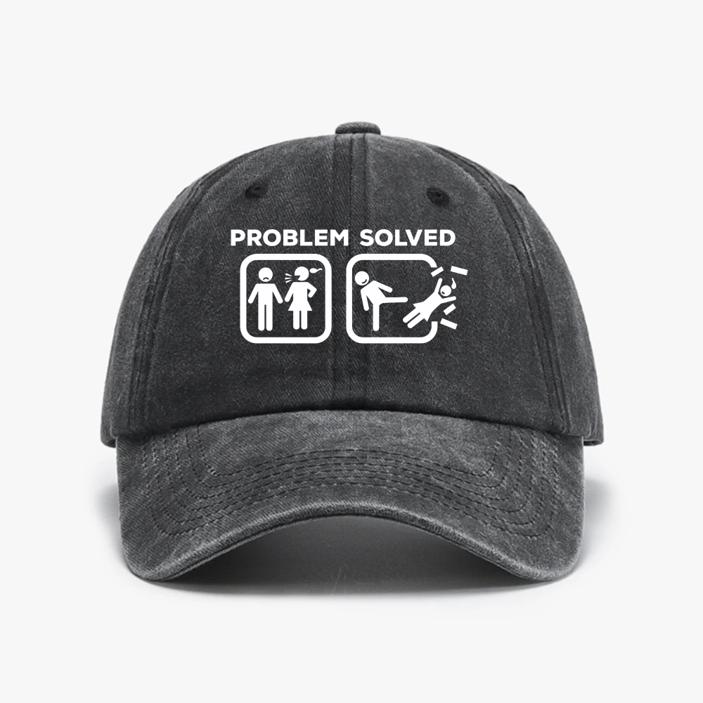 Arrival Problem Divorced Solved Funny Divorce Quote Wife Husband Printed Baseball Cap Humor Joke Graphic Casual Fashion Man hat