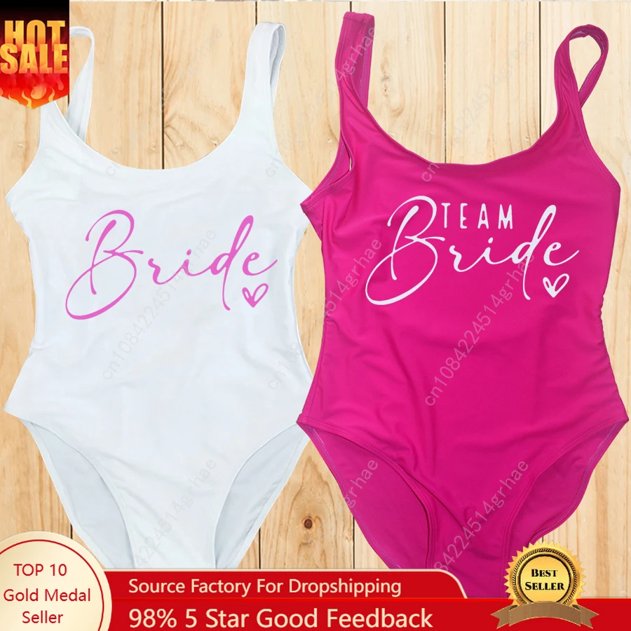 

S-3XL Team Bride One-Piece Swimsuit Women Swimwear Bachelorette Party Sexy Summer Beachwear Bathing Suit maillot de bain femme