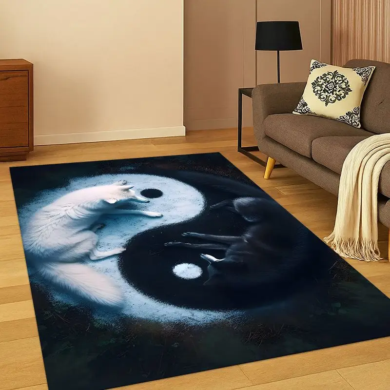 Yin Yang Symbol Chinese Tai Chi Carpet Rug for Bedroom Living Room Sofa Playroom Doormat Home Decor, Game Area Rug Non-slip
