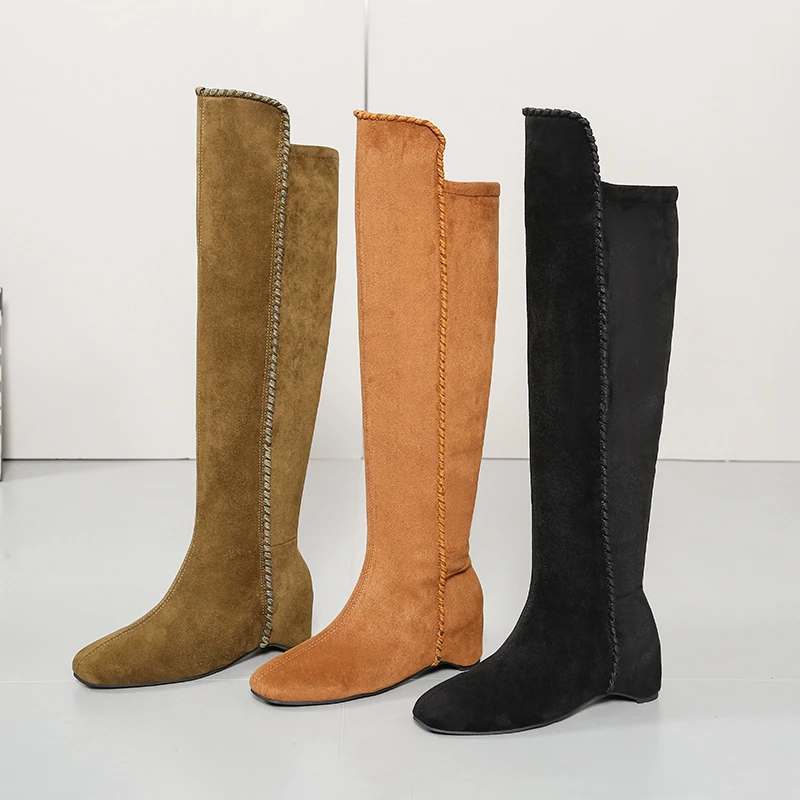 أحذية نسائية طويلة الساق مقاس كبير 2025 متعددة الاستخدامات ورقيقة وعالية الساق للخريف والشتاء فوق الركبة أحذية قابلة للتمدد #1