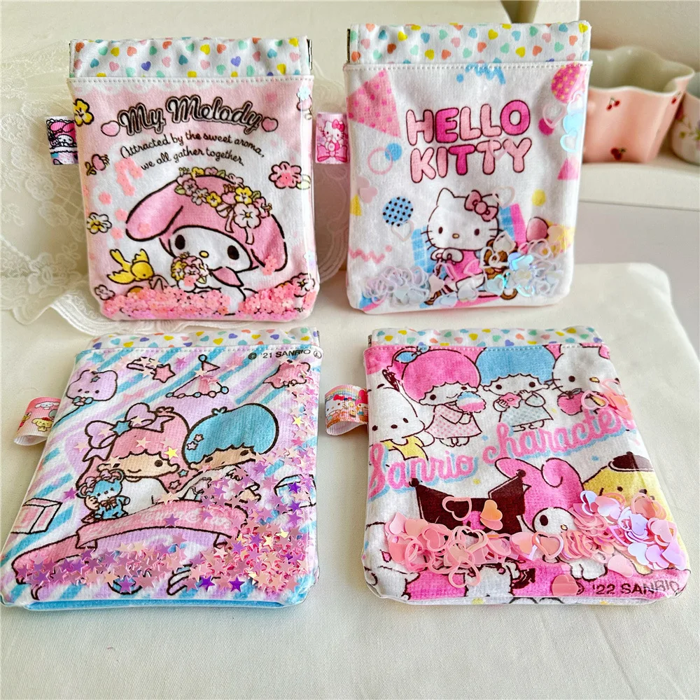 

New Sanrio Hello Kitty Coin Purse Cartoon Cute Melody Kuromi Wallet Bag Travel Portable Women Change Coin Mini Storage Bag Pouch