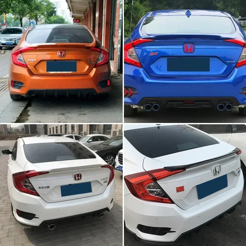 Rear Trunk Lid Car Spoiler  ABS Material Carbon Surface Sport Car Rear Wing DIY Paint Civic Spoiler For Honda Civic 2016 - 2018