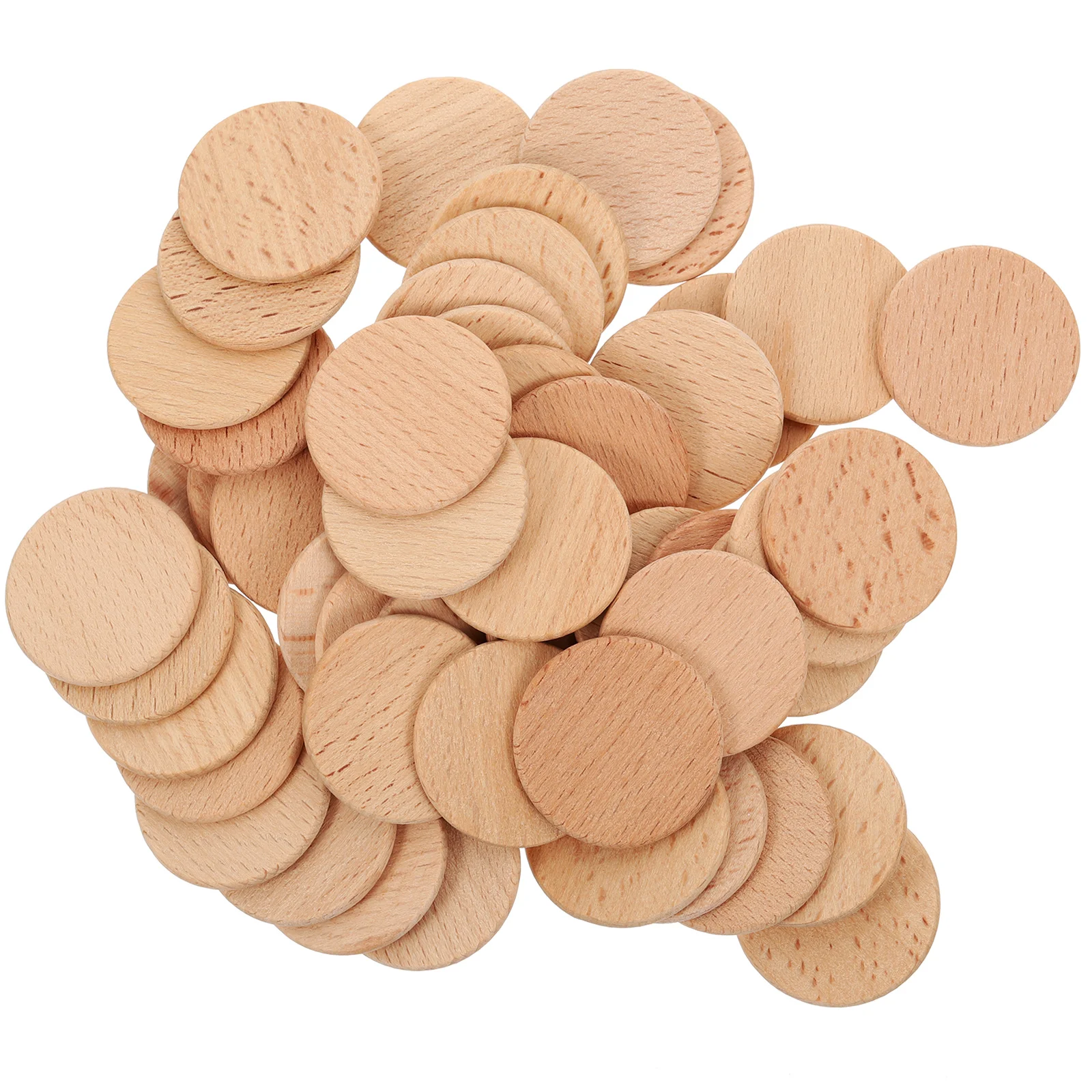 50 Pcs DIY Round Wood Chips Wooden Cutout Plate Graffiti Blocks Beech Crafting Baby