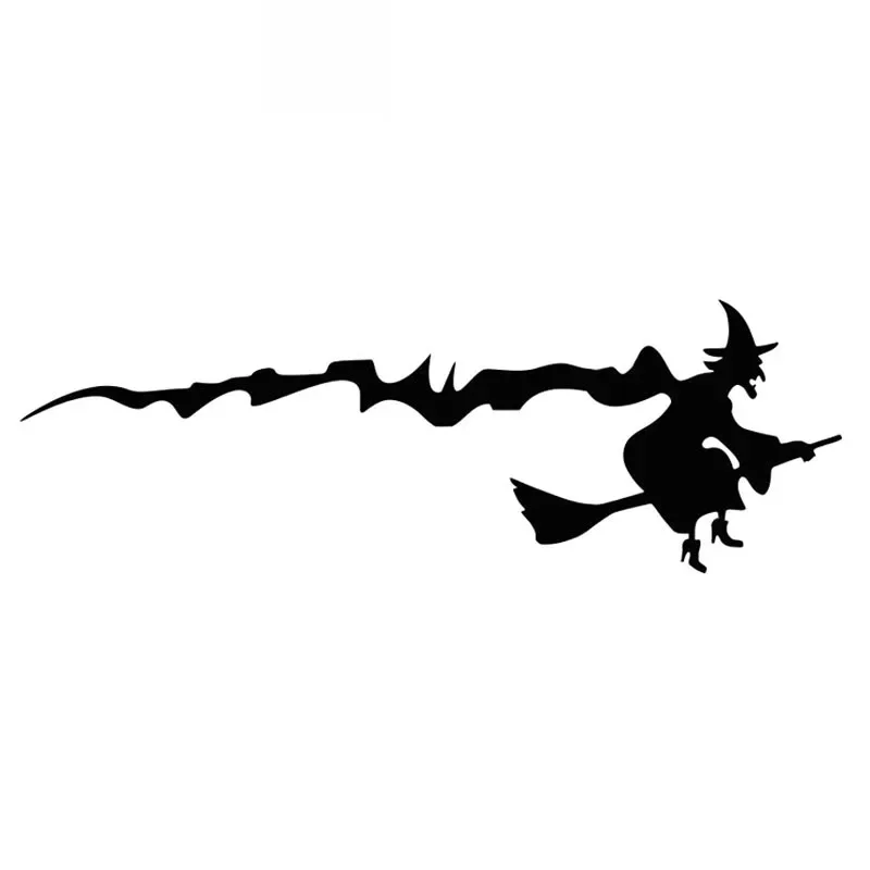 

Fun Fei Witch Flying Sticker High Quality Car Window Decoration Personality PVC Waterproof Decal Black/White, 17cm*6cm