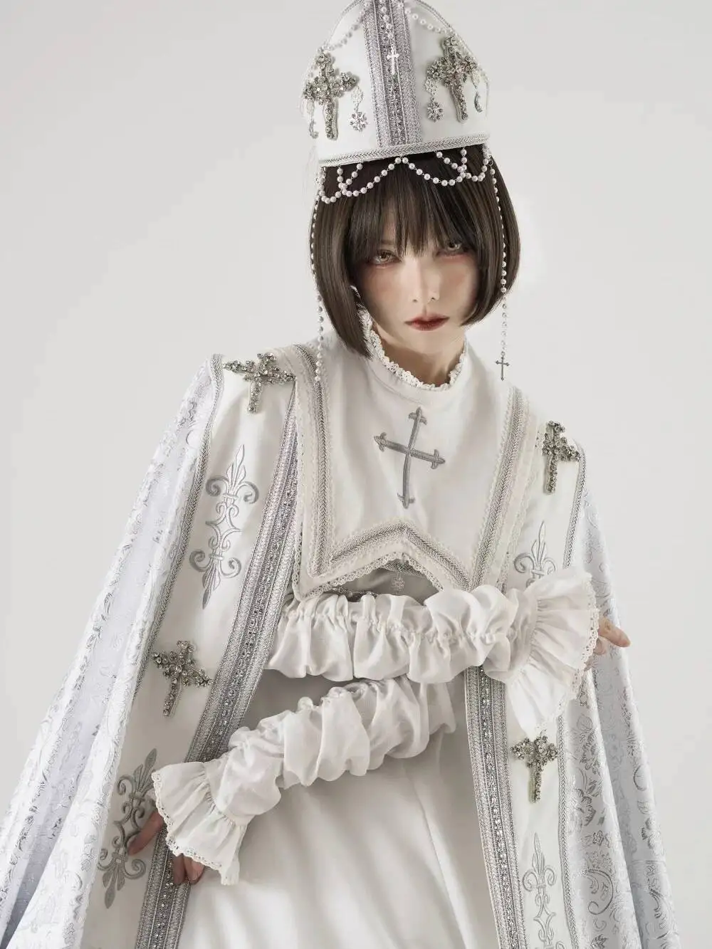 New Prayer On A Moonlit Night Wimple Bishop Headpiece Lolita Hat Fiesta Carnival Halloween Cos Cosplay