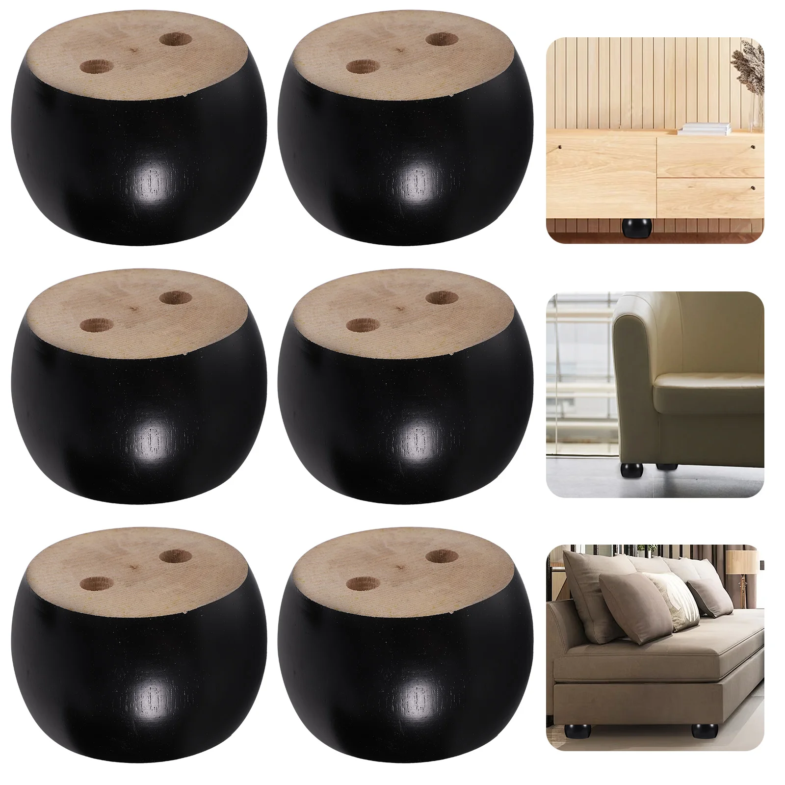 

6 Pcs Solid Wood Sofa Legs For Furniture Feet Pack Foot Chair Bun Couch Bed Risers Replacement Table Sturdy For Long Lasting Use