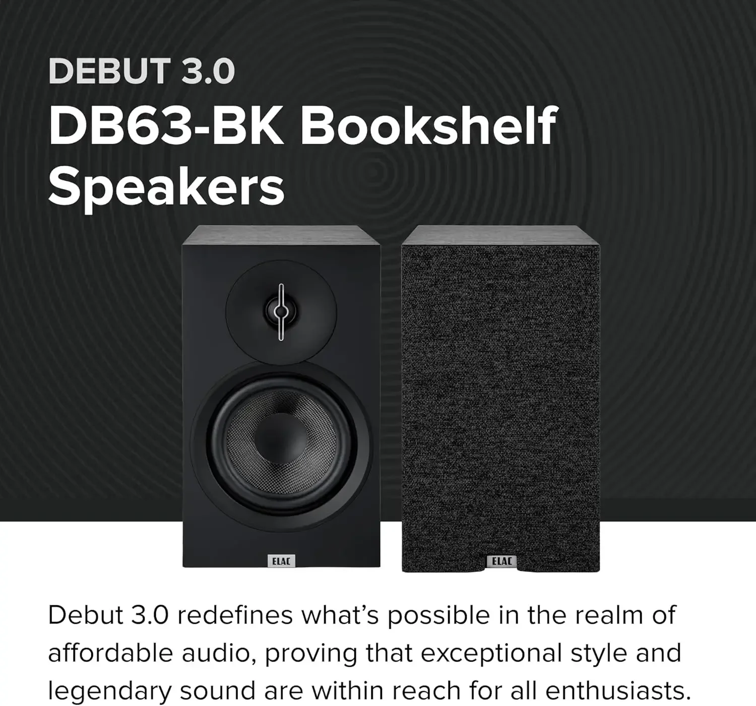 Speakers, Black Ash (Pair) - 1” Aluminum Dome Tweeter & 6.5” Aramid Fiber Woofer - 2-Way Bass Reflex - 42Hz to 38KHz Response